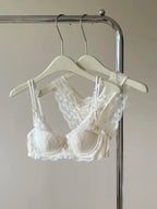 French Eyelash Lace Balconette Demi Bra and Sheer Low-Rise Hipster Panty Set