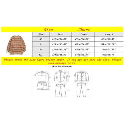 Men's Vintage Inspired Pattern Knit Relaxed Streetwear Sweater Pullover