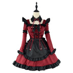 Women's Vintage Inspired Layered Maid Dress with Apron and Ruffle Trim Costume Set