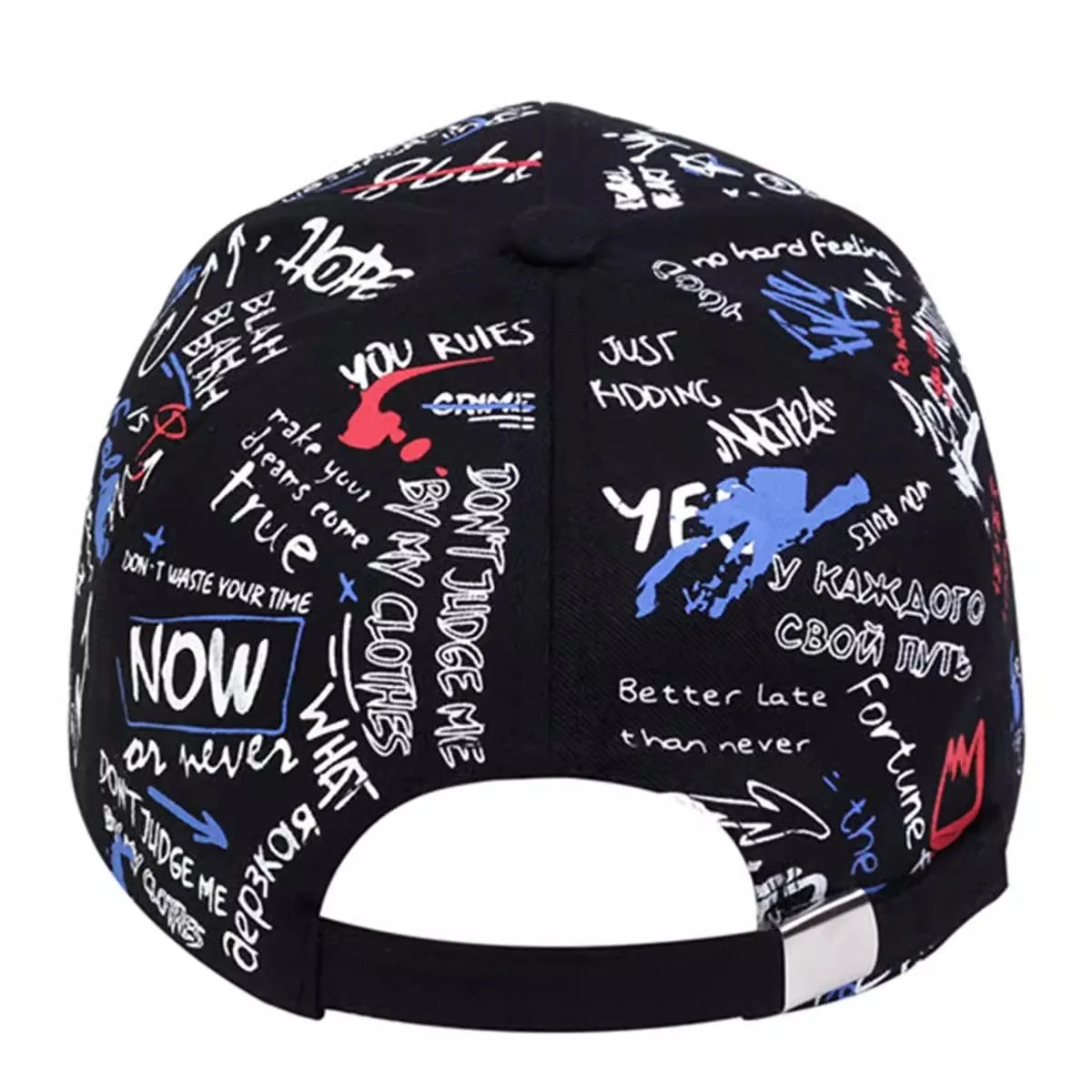 Graffiti Print Baseball Cap Adjustable Curved Brim Urban Streetwear Fashion Hat