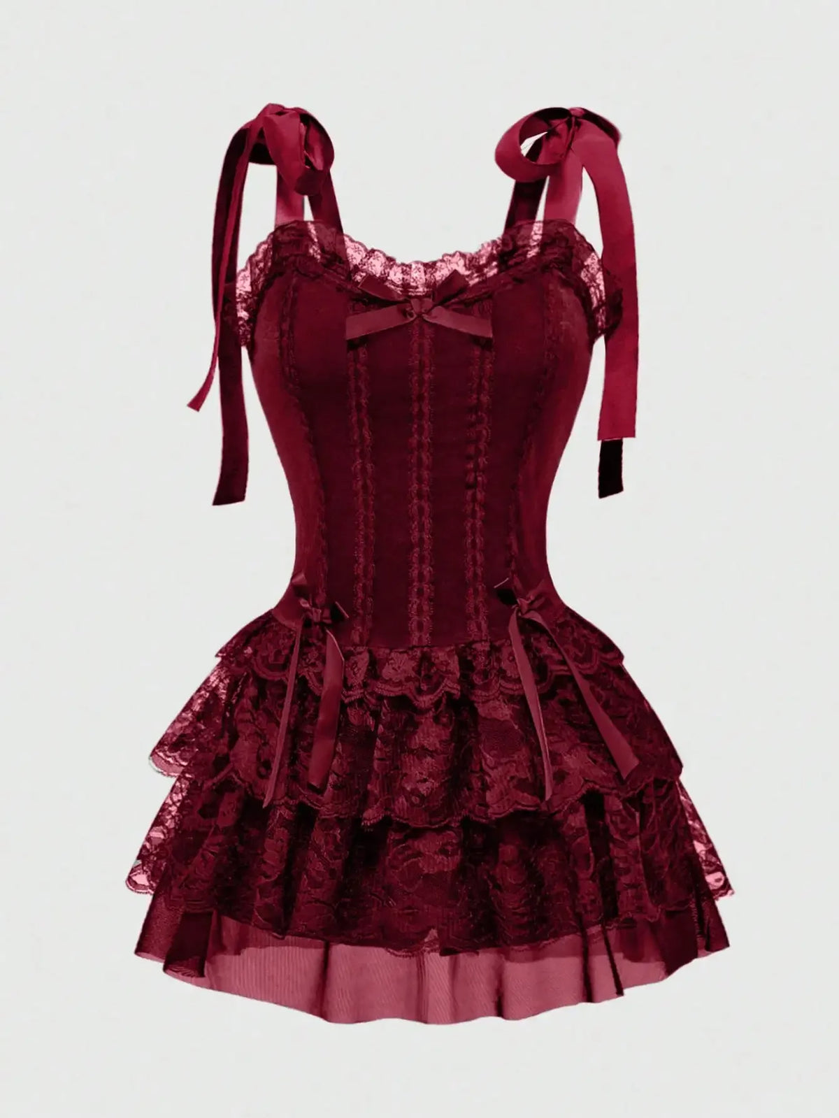 Gothic Corset Ruffle Dress for Alternative Fashion Style - BigCat Streetwear