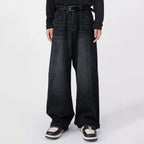 Men's Oversized Wide Leg Denim Jeans with Relaxed Streetwear and Loose Fit Design