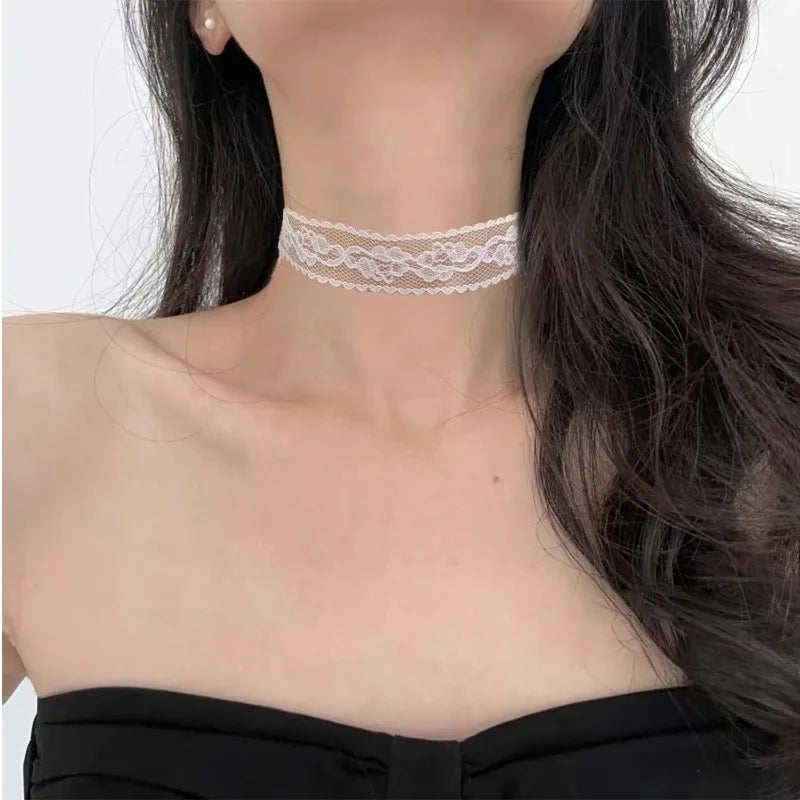 Floral Lace Choker Necklace for Gothic Coquette and Dark Feminine Fashion Styling