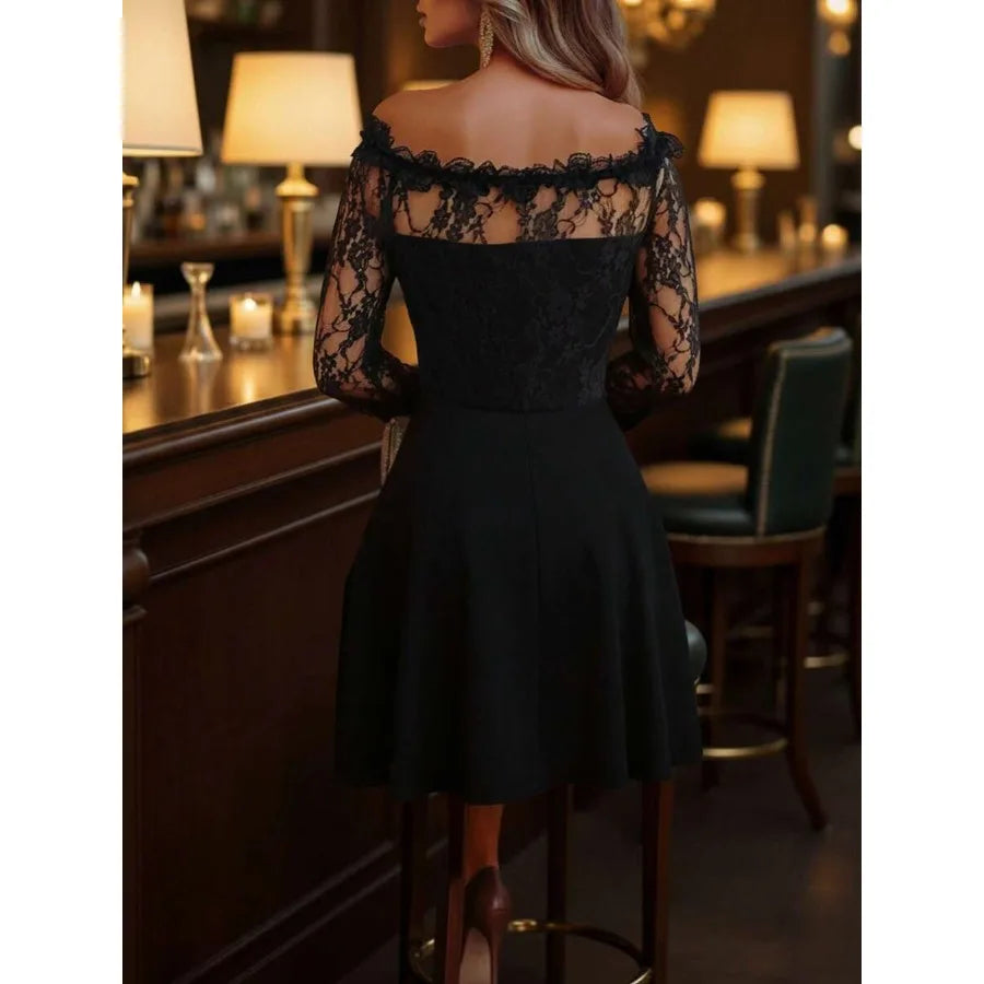 Off-Shoulder Gothic Midi Dress with Elegant Anime-Inspired Evening Style