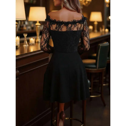 Off-Shoulder Gothic Midi Dress with Elegant Anime-Inspired Evening Style