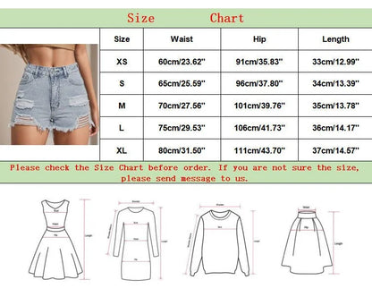 Women's High Waist Distressed Denim Style Shorts with Frayed Hem Casual Everyday Design