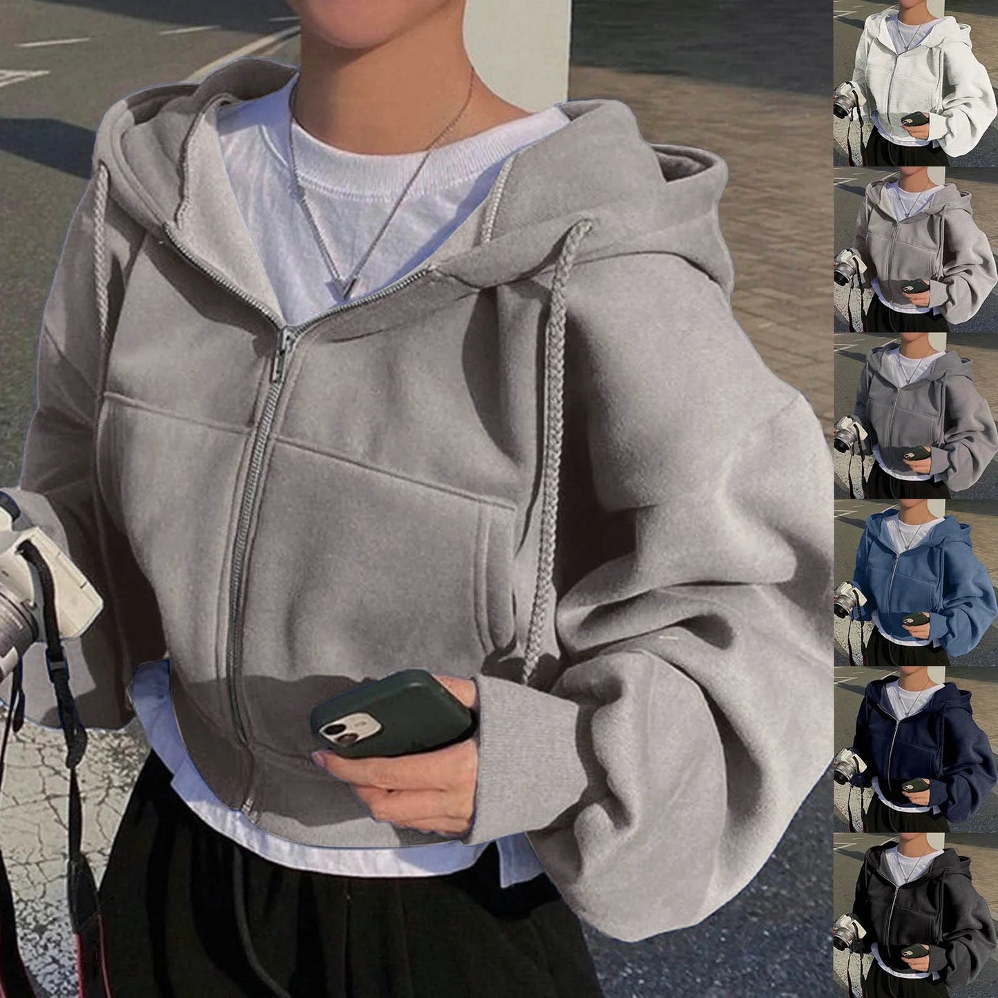 Oversized Plush Lined Zip Hoodie with Relaxed Fit and Everyday Comfort