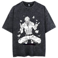 Retro Anime Warrior Graphic Washed Oversized Streetwear T-Shirt