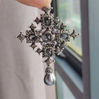 Baroque Cross Statement Brooch with Ornate Pendant Detail