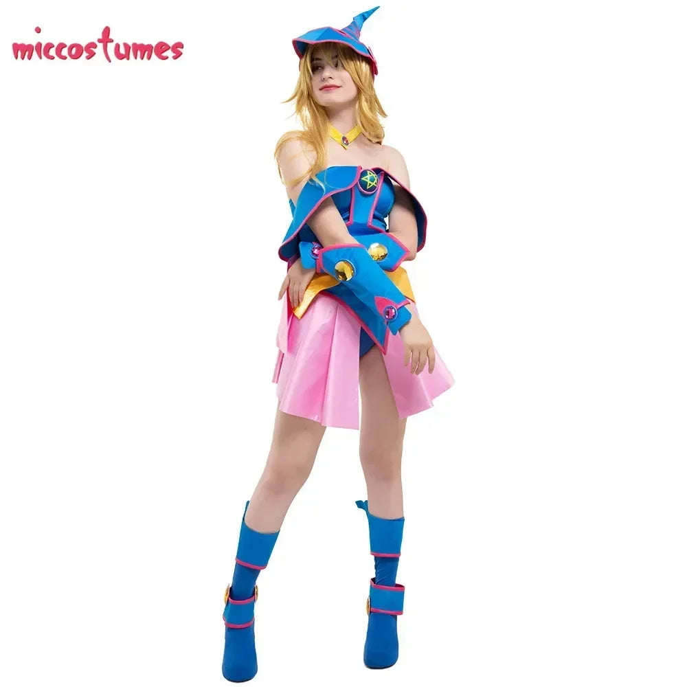 Women's Fantasy Inspired Dress Costume Set with Layered Skirt and Coordinated Hat Accessory