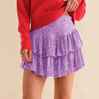 Sequin Tiered Mini Skirt with High Waist Flared Party Silhouette