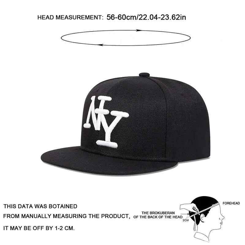 Embroidered Flat Brim Snapback Cap Adjustable Hip Hop Streetwear Baseball Hat