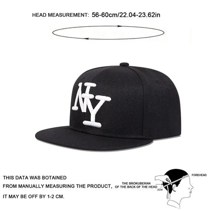 Embroidered Flat Brim Snapback Cap Adjustable Hip Hop Streetwear Baseball Hat