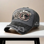 Vintage Washed Embroidered Baseball Cap Adjustable Curved Brim Casual Outdoor Hat