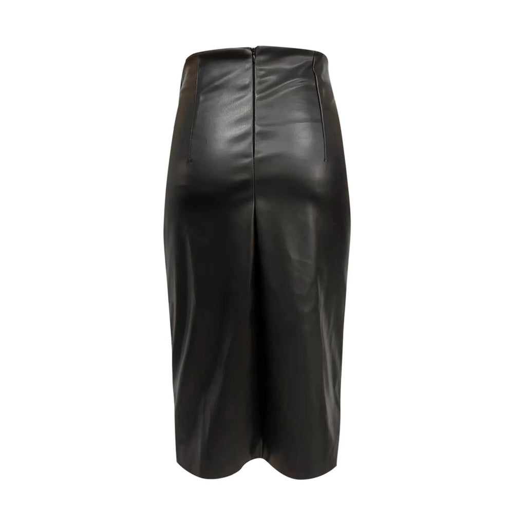 High Waist Faux Leather Mini Skirt Side Slit Alternative Fashion Bottom