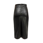 High Waist Faux Leather Mini Skirt Side Slit Alternative Fashion Bottom