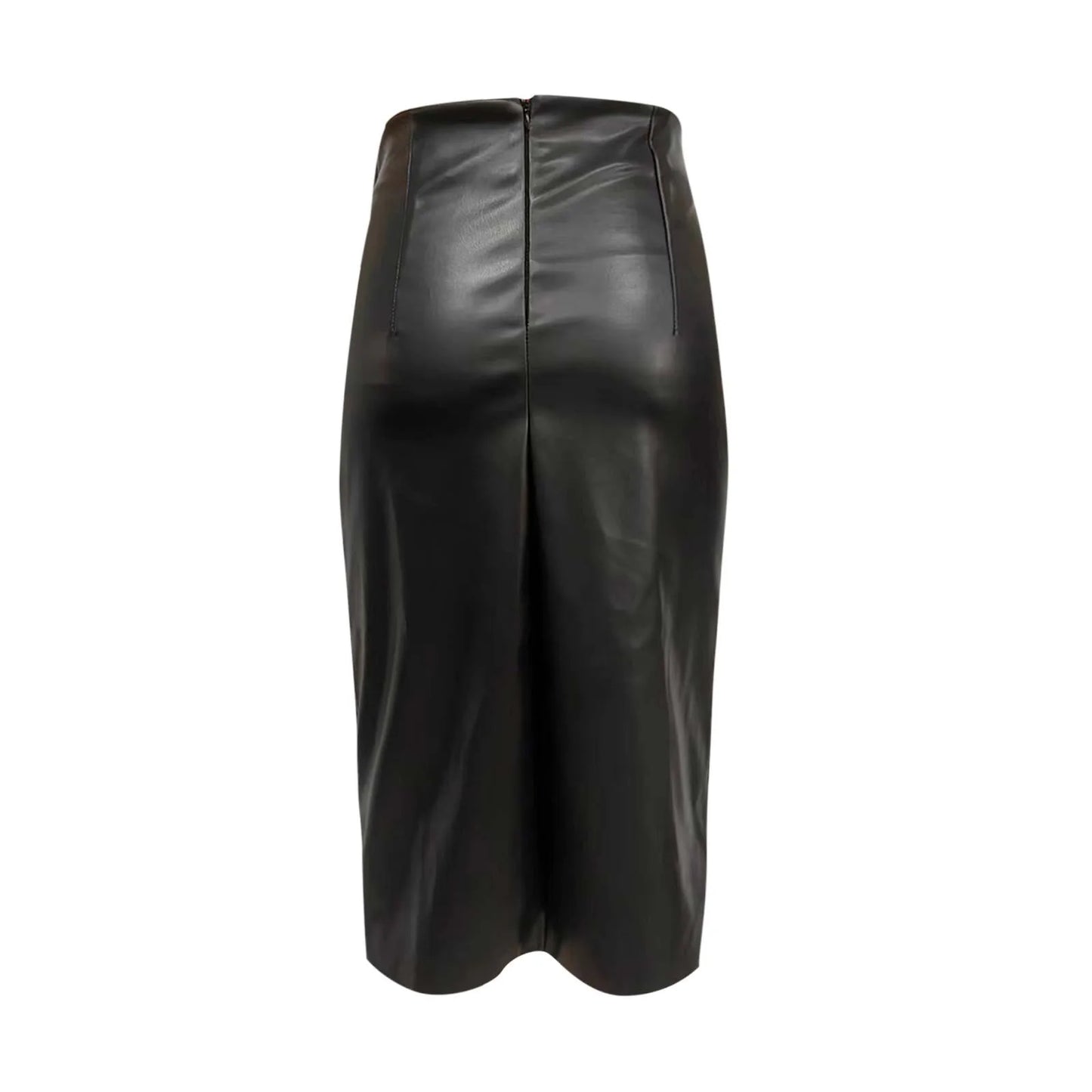 High Waist Faux Leather Mini Skirt Side Slit Alternative Fashion Bottom