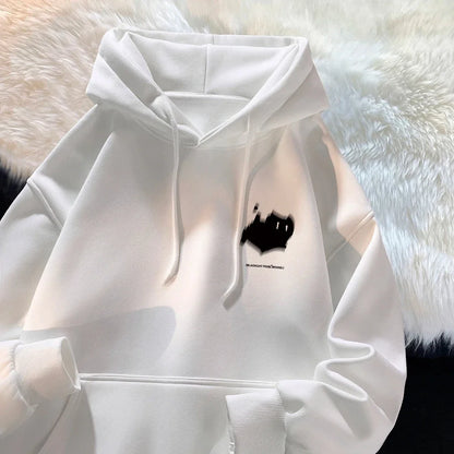 Women's Relaxed Graphic Pullover Hoodie Contemporary Streetwear Casual Layering Sweatshirt