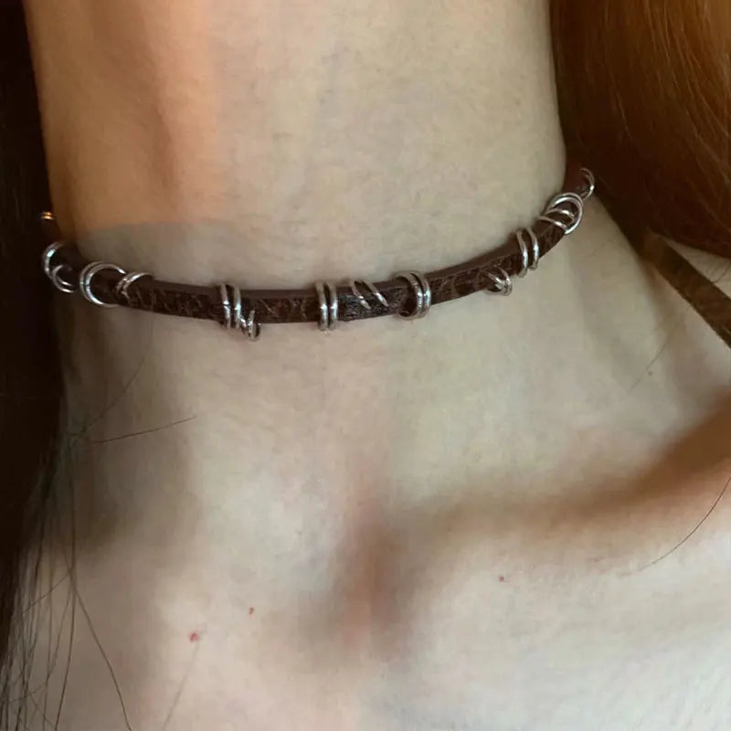 Y2K Punk Chain Collar Choker Necklace for Alternative and Grunge Outfits