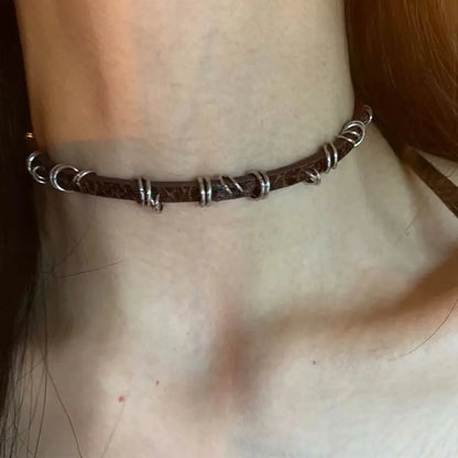 Y2K Punk Chain Collar Choker Necklace for Alternative and Grunge Outfits