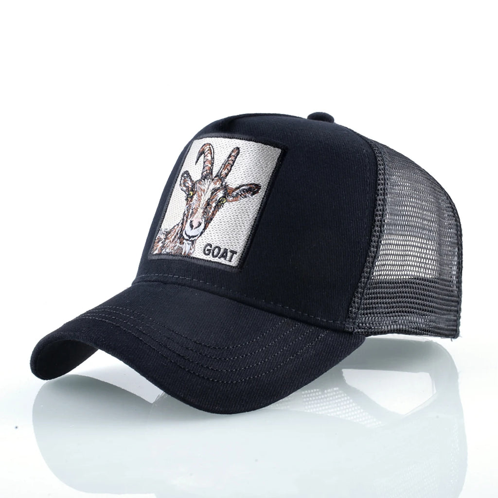 Embroidered Patch Mesh Trucker Cap Adjustable Curved Brim Casual Streetwear Outdoor Hat