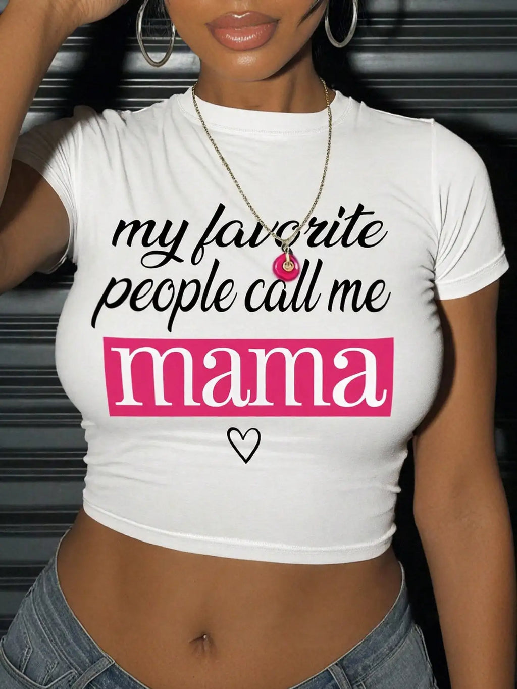 Typography Graphic Baby Tee with Slim Crop Fit and Casual Streetwear Style