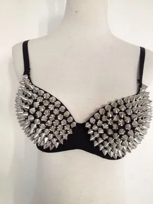 Glamorous Rhinestone-Studded Plunge Bra with Crystal Embellishments