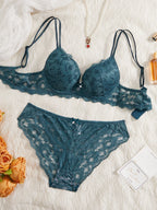 Contour Push-Up Lace Bra and Matching Scalloped Hipster Panty Everyday Intimates Set