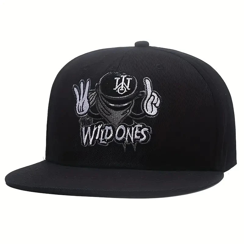 Embroidered Graphic Snapback Cap Adjustable Flat Brim Streetwear Baseball Fashion Hat