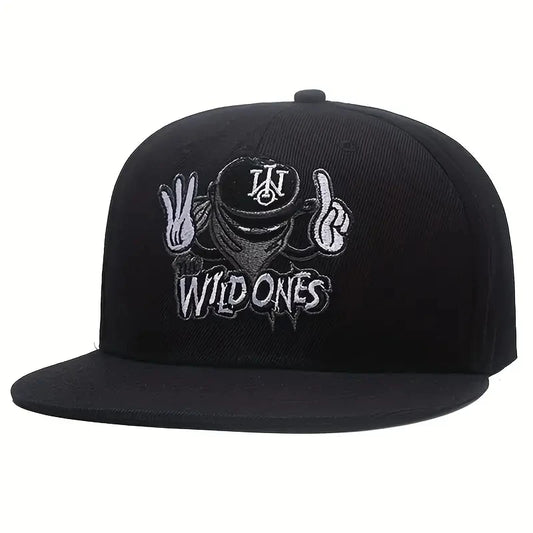 Embroidered Graphic Snapback Cap Adjustable Flat Brim Streetwear Baseball Fashion Hat