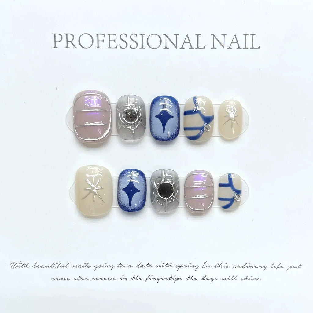 Celestial Gothic Press On Nails with Alternative Charm Inspired Artwork