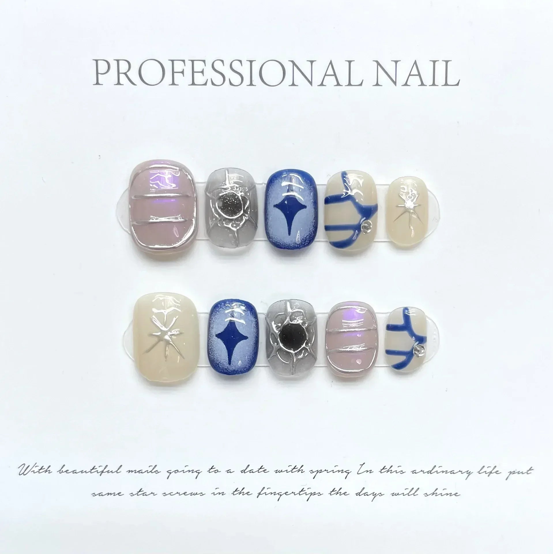 Celestial Gothic Press On Nails with Alternative Charm Inspired Artwork
