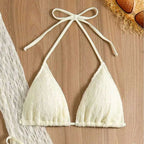 Four-Piece Cream Lace Resort Set with Triangle Bikini and Cover-Ups