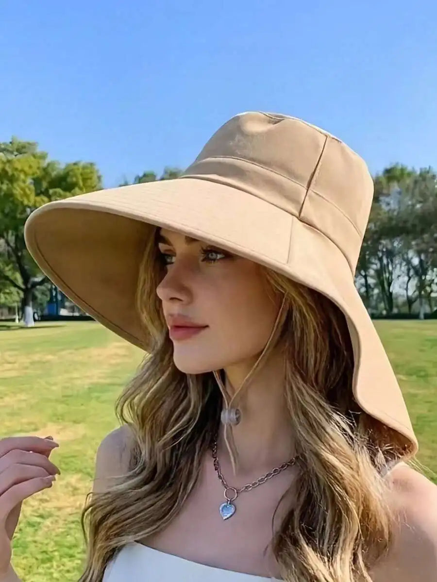 Wide Brim Outdoor Sun Hat with Adjustable Chin Strap for Beach Travel and Everyday Adventures