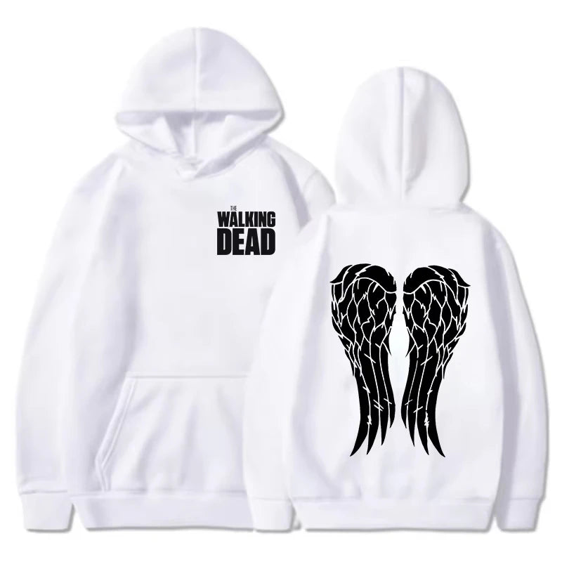 Dark Anime Oversized Hoodie with Angel Wing Manga Artwork