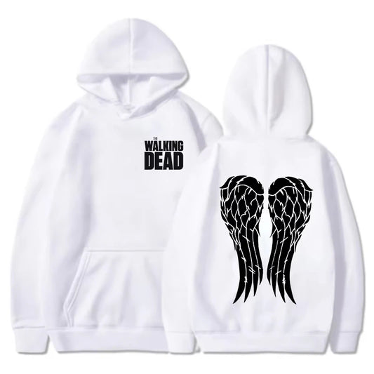 Dark Anime Oversized Hoodie with Angel Wing Manga Artwork