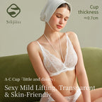 Elegant Deep Plunge Wireless Bra with White Floral Lace Overlay