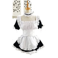Classic Black and White Lolita Maid Dress with Ruffled Apron and Puff Sleeves