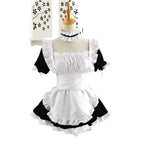 Classic Black and White Lolita Maid Dress with Ruffled Apron and Puff Sleeves