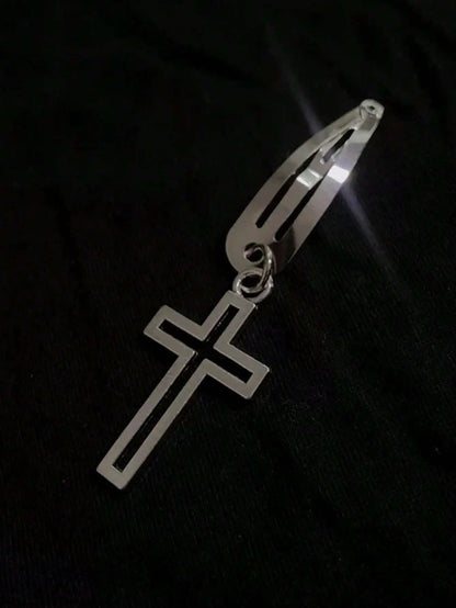 Gothic Cross Hair Clip Set Punk Streetwear Statement Accessories Collection