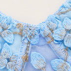 Floral Embroidered Bustier Top with Structured Cups and Adjustable Straps