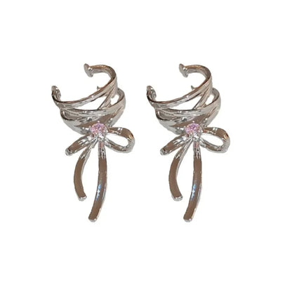 Dark Feminine Ribbon Bow Ear Cuff for Gothic and Coquette Styling