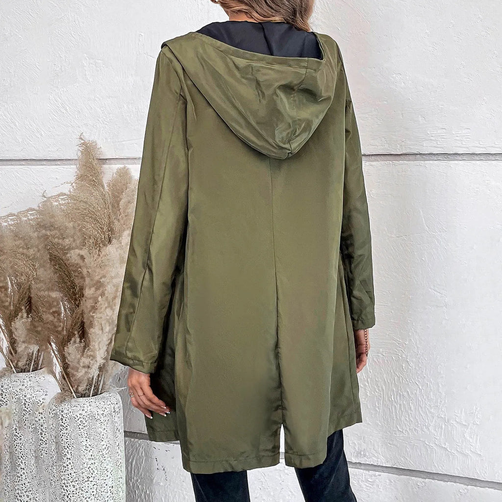 Women's Lightweight Hooded Zip-Up Windbreaker Jacket with Relaxed Streetwear Inspired Silhouette