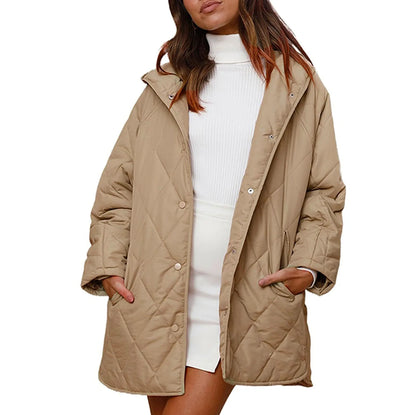 Women's Long Lightweight Padded Coat Relaxed Casual Winter Everyday Layering Jacket