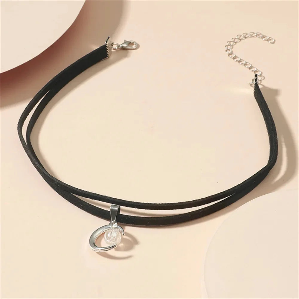Celestial Moon Pendant Choker Necklace for Gothic Y2K and Dark Feminine Fashion Styling