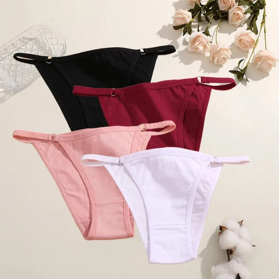 4-Piece Women’s Low-Rise Bikini Briefs Set with Soft Solid Colors, Minimal Silhouette and Everyday Lingerie Styling