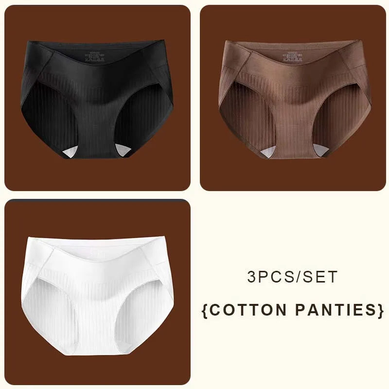 3-Piece Seamless Ribbed Mid-Rise Brief Set in Earthy Neutrals