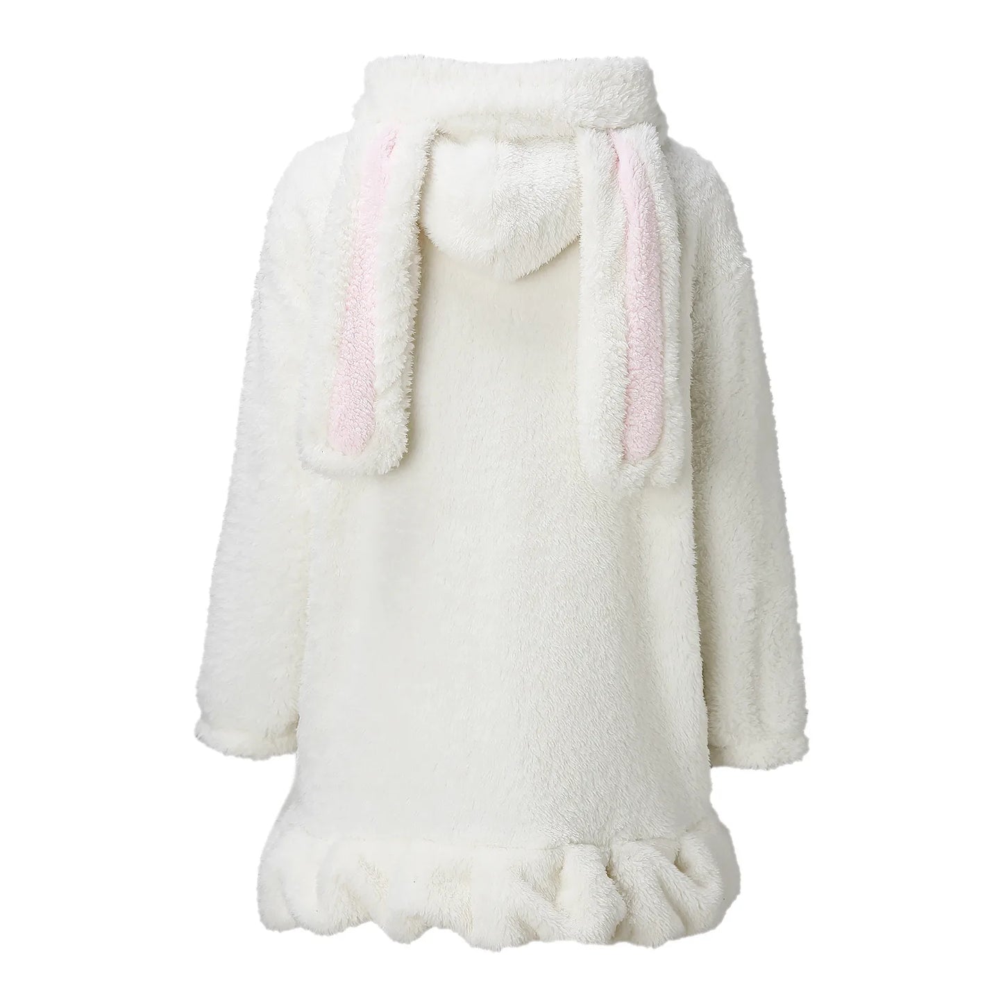 Women's Oversized Plush Zip Hoodie with Decorative Pom Details for Cozy Casual Style