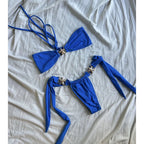 Olive Green Bralette Bikini with Metallic Starfish Hardware