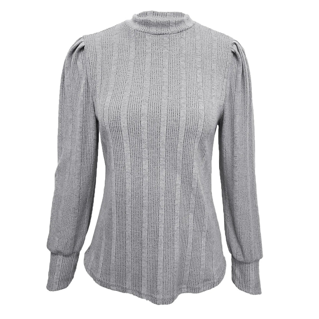 Women's Mock Neck Knit Sweater with Relaxed Long Sleeve Everyday Silhouette